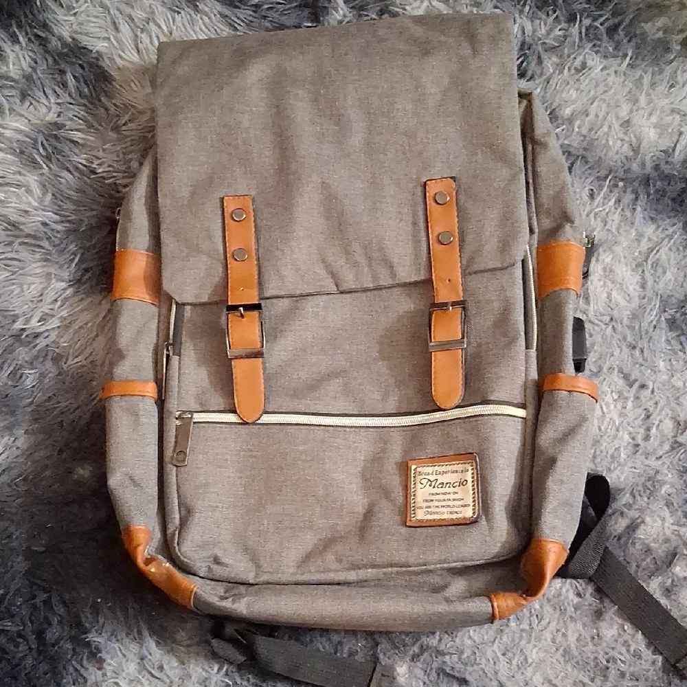 Gray and Tan Men's Backpack